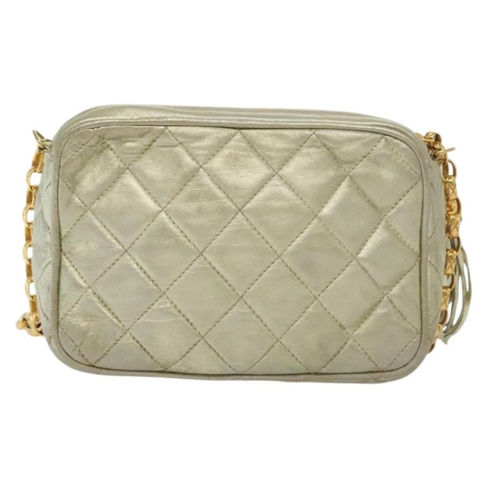 CHANEL Matelasse Chain Shoulder Bag Lamb Skin Champagne Gold CC Auth 138978 - Picture 3 of 16